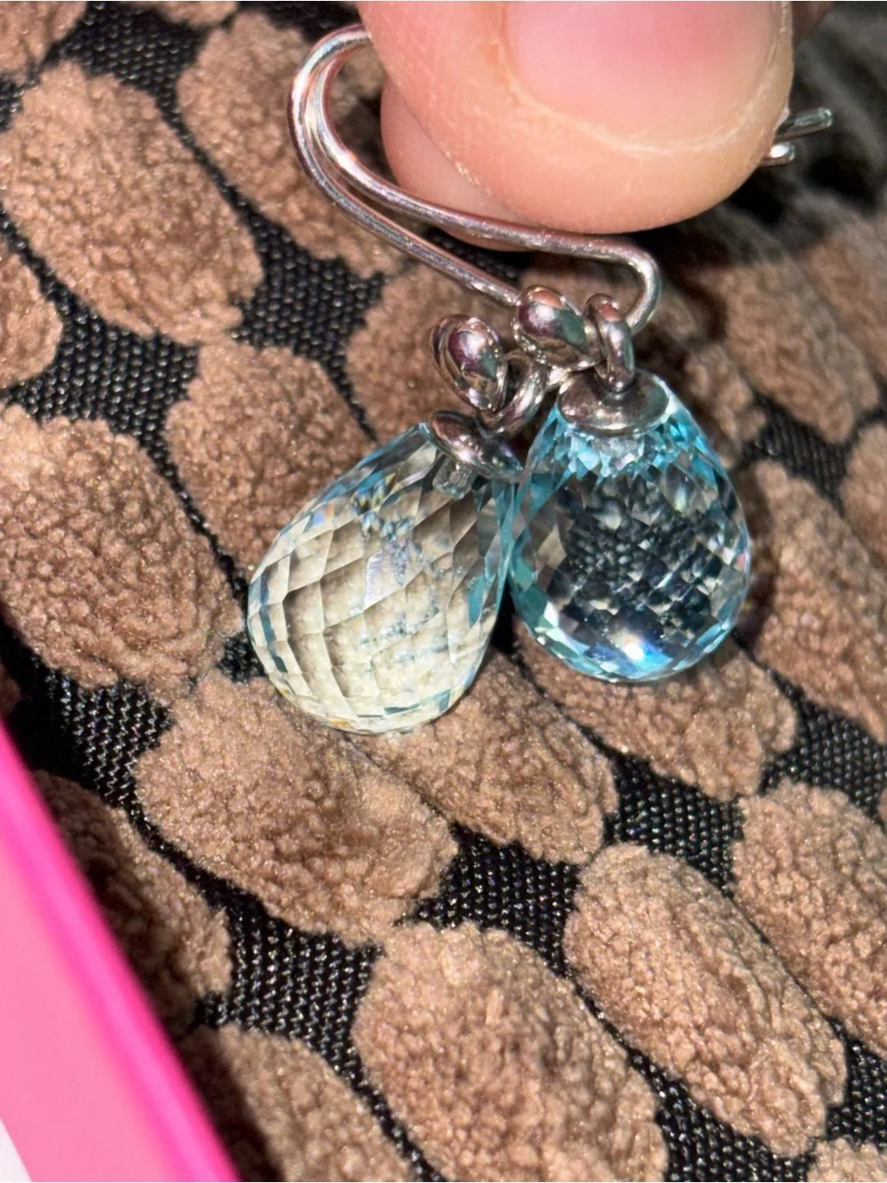 Pandora Blue Faceted Teardrop Drop Earrings